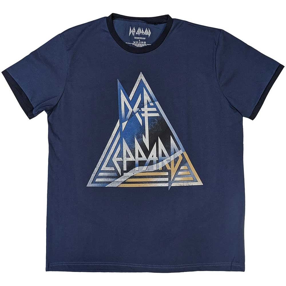 DEF LEPPARD デフレパード (デビュー 45周年 ) - Triangle Logo / Denim Blue / リンガー / Tシャツ / メンズ - PGS